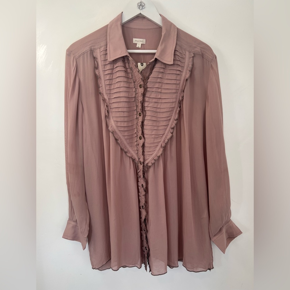 Pilcro Mauve Ruffled Blouse - Picture 2 of 9